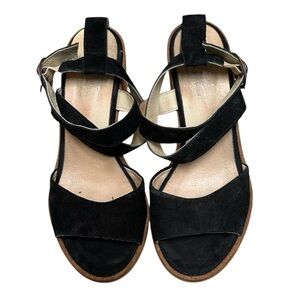 REBELS Leather Heeled Strap Sandal Black 36 US 6